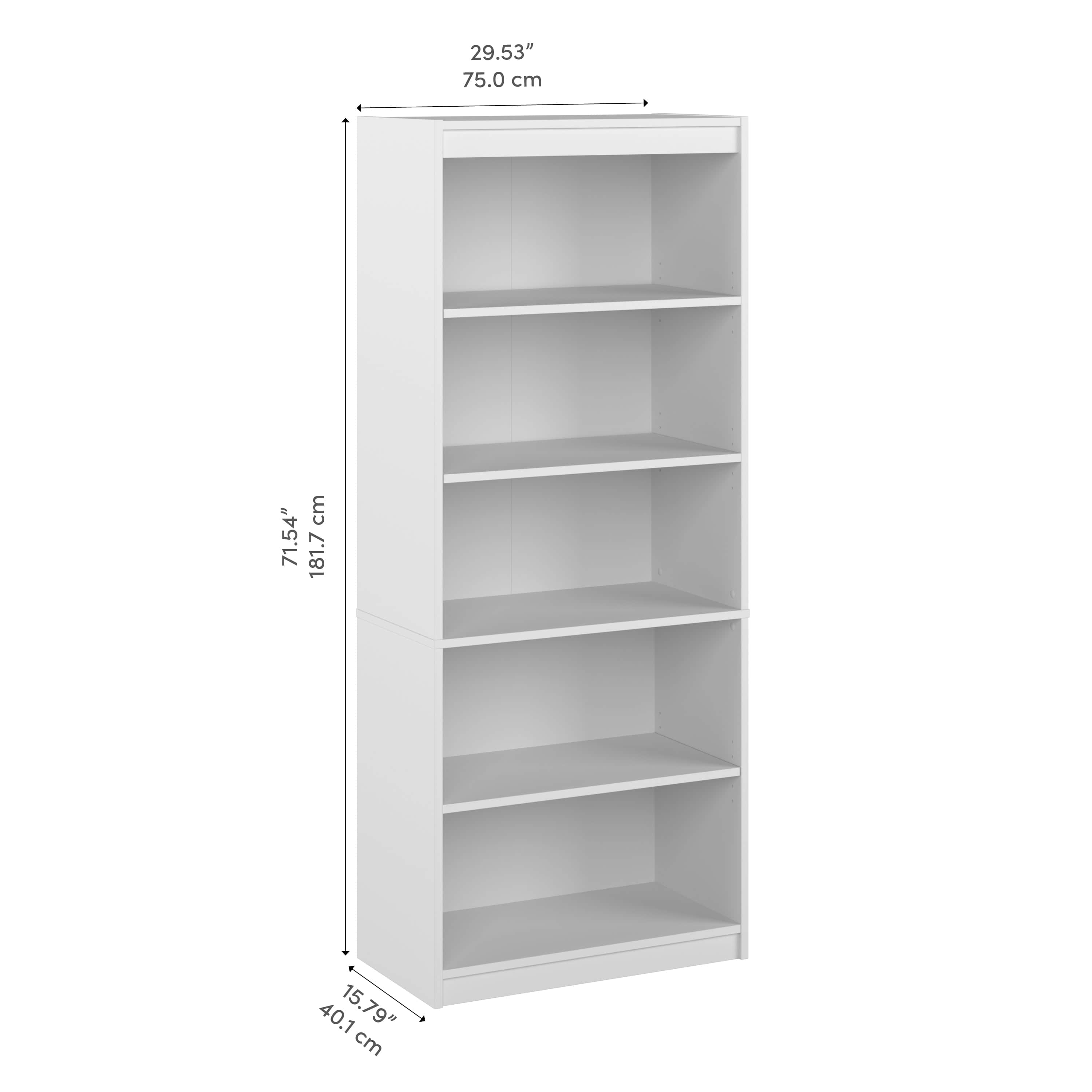 Universal 30W Standard 5-Shelf Bookcase - 4 Color Options for Home, Office & Dorm Room Organization
