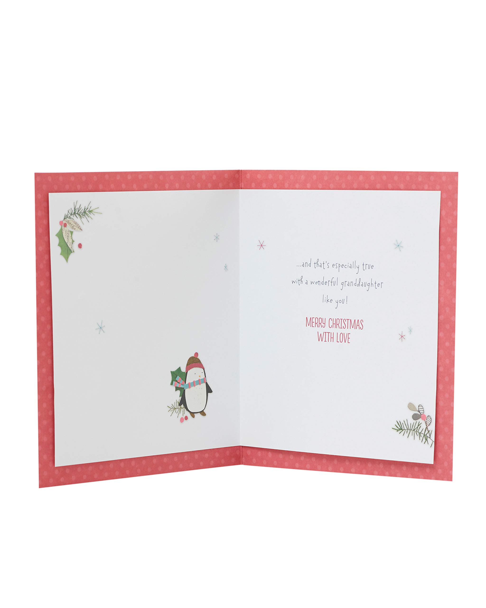 Penguin Christmas Card for Granddaughter - Heartfelt Holiday Greeting Card with Cute Penguins - Perfect Christmas Gift for Granddaughters - Use for Holiday Wishes, Family Keepsakes & Special Memories