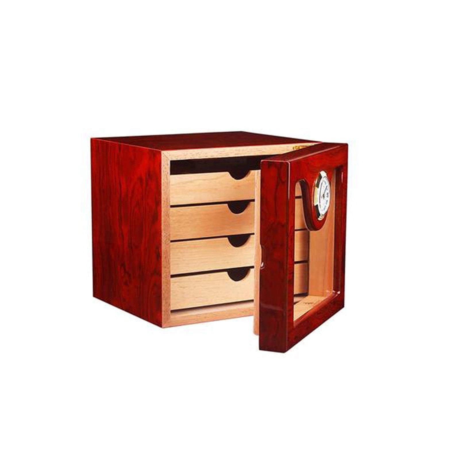 Premium Wooden Cigar Humidor Box - Portable Travel Cigar Case with Built-in Hygrometer, Holds Up to 75 Cigars - Perfect for Home, Office & Travel Storage