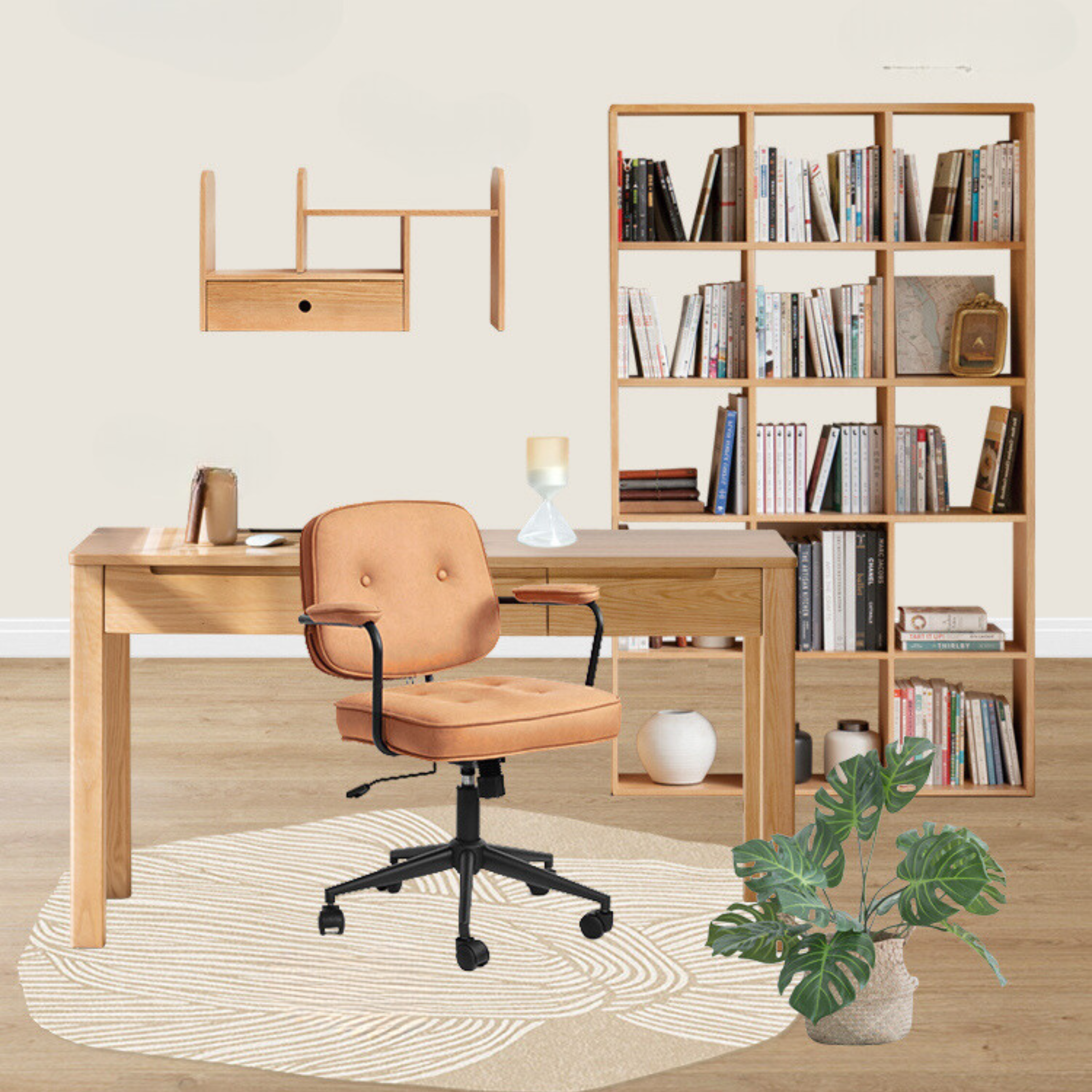 Solid Wood Bookshelf - Beech & Oak Bookcase with Free Combination - Perfect for Home Office, Living Room, and Library Storage