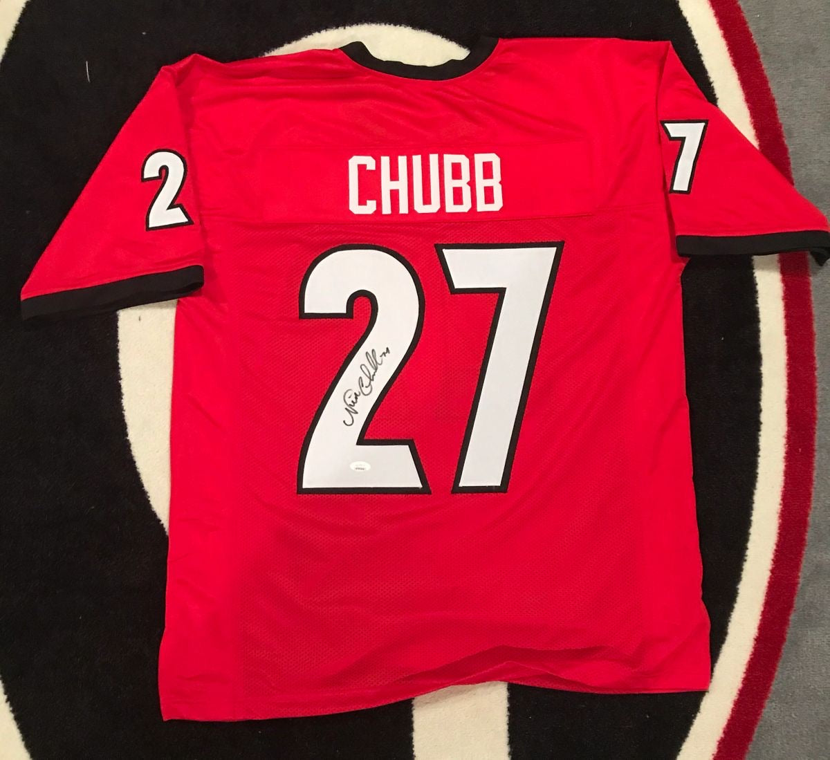 Nick Chubb Autographed Georgia Bulldogs Red Football Jersey - Authentic Signed Collectible for Fans & Memorabilia - Perfect for Game Day, Display, and Gifting