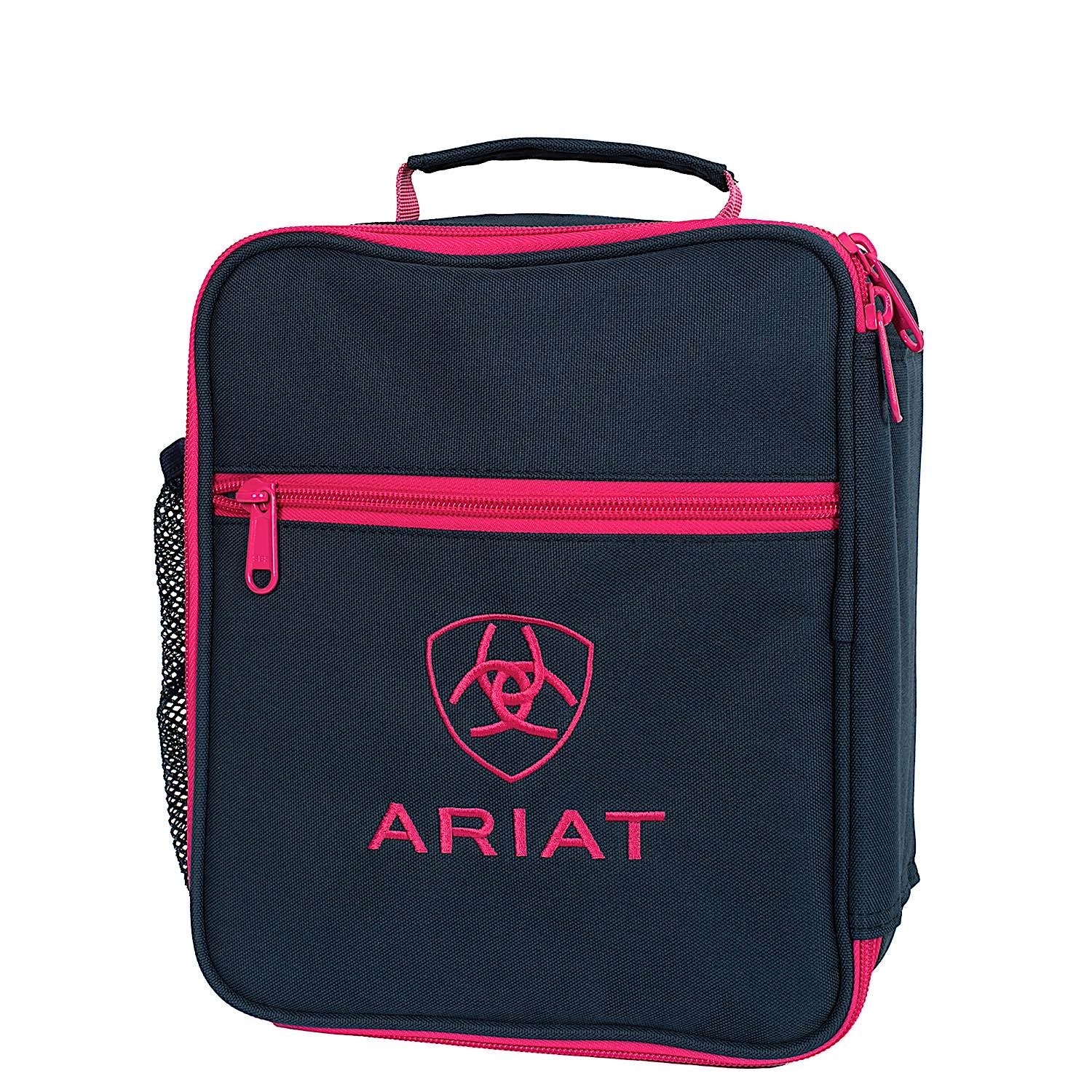 Ariat Insulated Lunch Bag for Work & School - Leakproof Cooler Tote with Adjustable Strap, Pink & Navy - Perfect for Office, Picnics, and Outdoor Activities