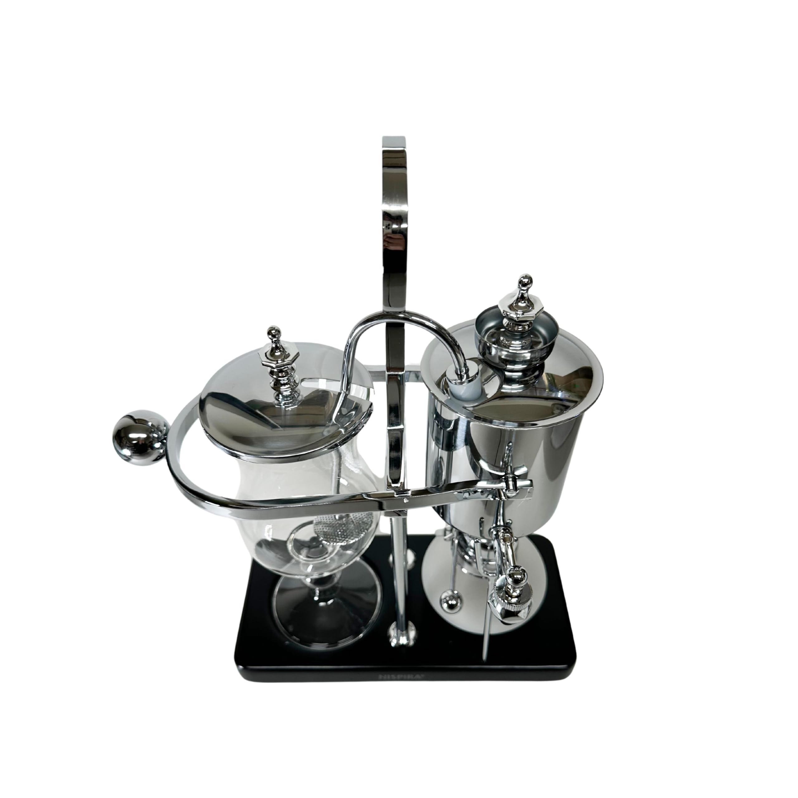 Premium Nispira Belgium Royal Family Balance Syphon Coffee Maker - 500ml Vintage Vacuum Brewing System with Unique Gravity Design (Silver) - Perfect for Home Baristas & Coffee Enthusiasts