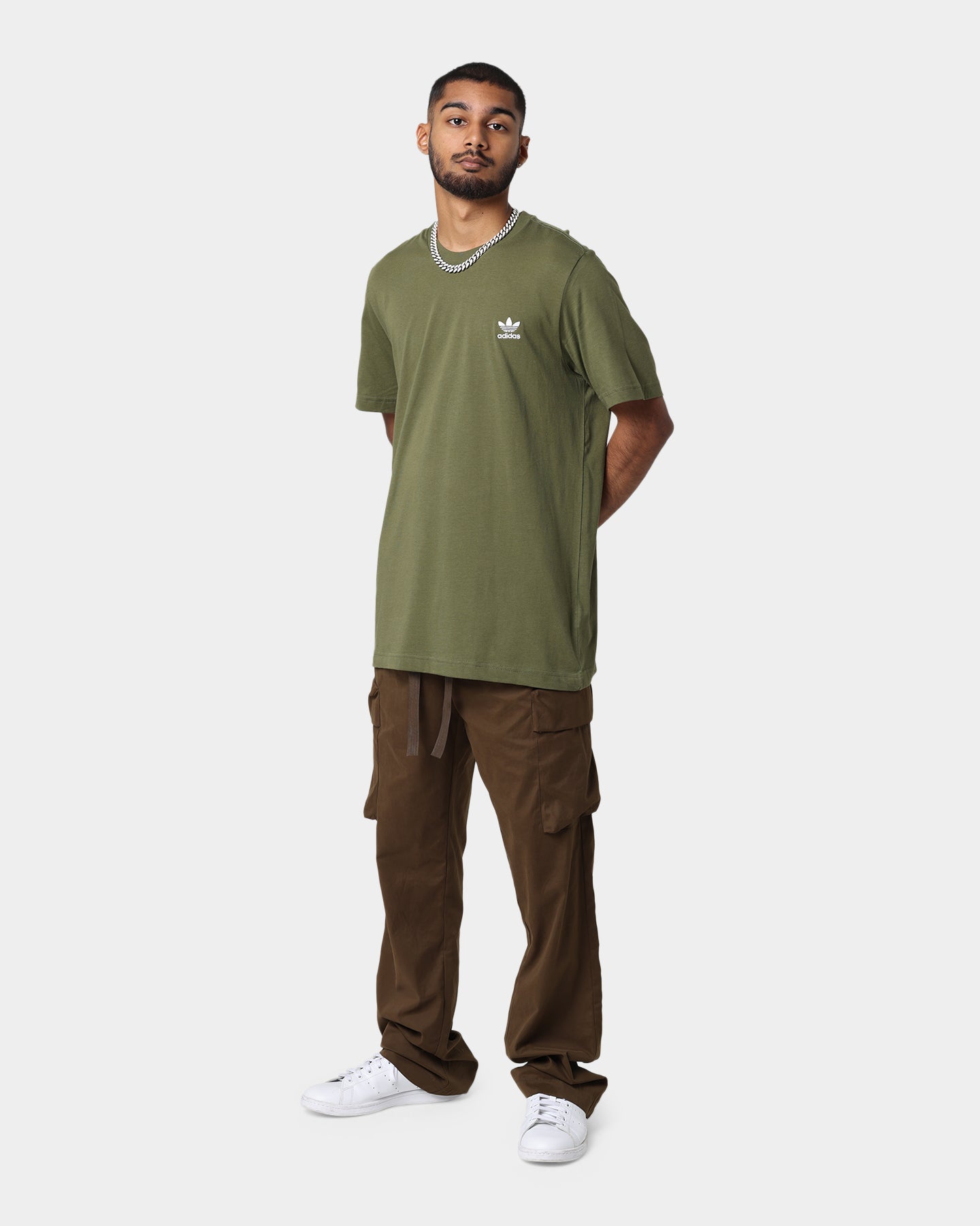 Adidas Essential T-Shirt for Men - Soft Cotton Comfort Fit Olive Green Tee - Perfect for Gym, Running & Casual Wear