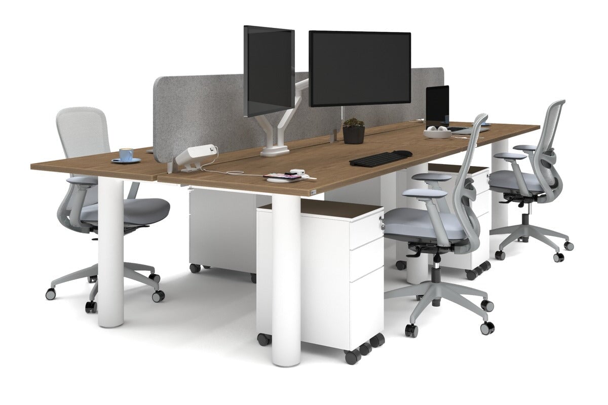 Quadro Cylinder Leg 4-Person Office Workstation Desk - 1800L x 700W Dimensions - Perfect for Collaborative Workspaces & Modern Offices
