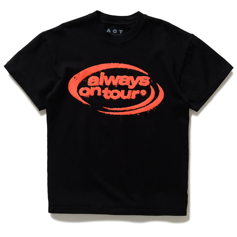 Always On Tour Spinner Tee - Black & Red Baseball T-Shirt for Men - Comfortable & Stylish Casual Wear for Travel, Concerts & Everyday Outfits