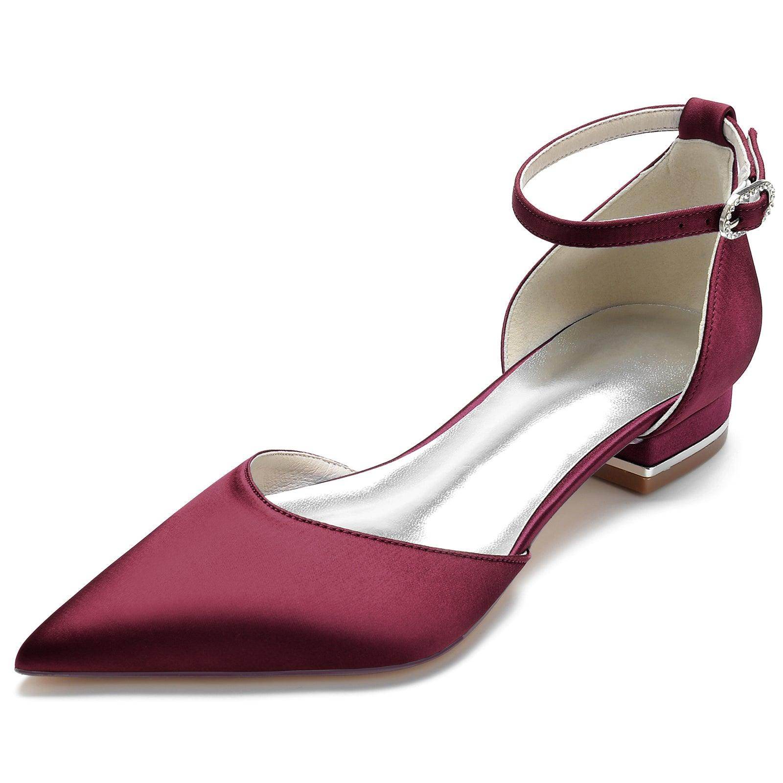 2.5cm Flat Heel Lace-Up Shoes - Elegant Silk-Like Wedding Bridal Pumps for Women | Perfect for Weddings, Proms & Formal Occasions