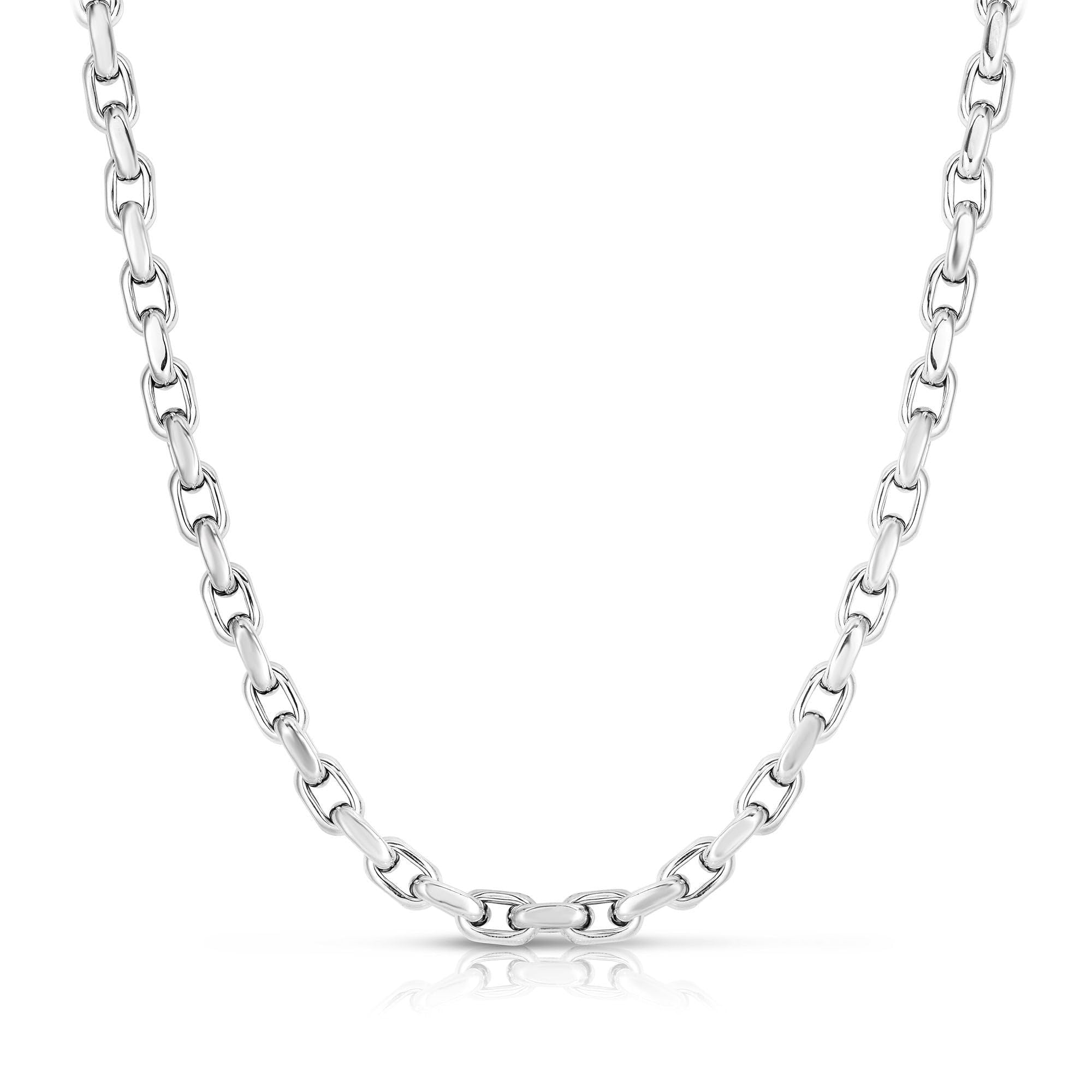 Sterling Silver Oval Link Chain Necklace - 18 Inch Dainty Layering Necklace for Women, Gift for Her, Everyday Jewelry for Casual & Formal Occasions