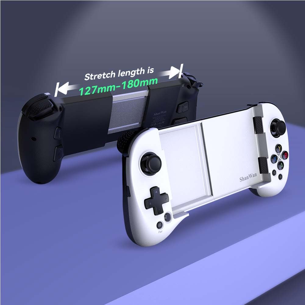 Wireless Mobile Game Controller for iPhone & Android - Adjustable Joystick & 4 Programmable Buttons | Compatible with PS Remote Play, Xbox Cloud Gaming, Steam Link & GeForce NOW | Ergonomic Design for Cloud Gaming & Mobile Esports (White) - Perfect for Gaming on the Go & Home Entertainment