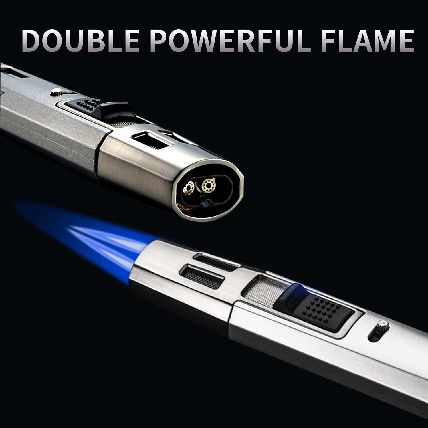 Refillable Jet Flame Torch Lighter - Windproof for Candles, BBQ, Camping