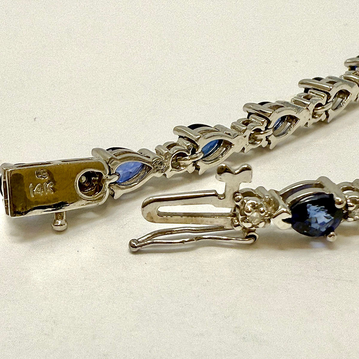 14K White Gold Diamond & Sapphire Tennis Bracelet for Women | Elegant Jewelry Gift for Anniversary, Birthday & Special Occasions