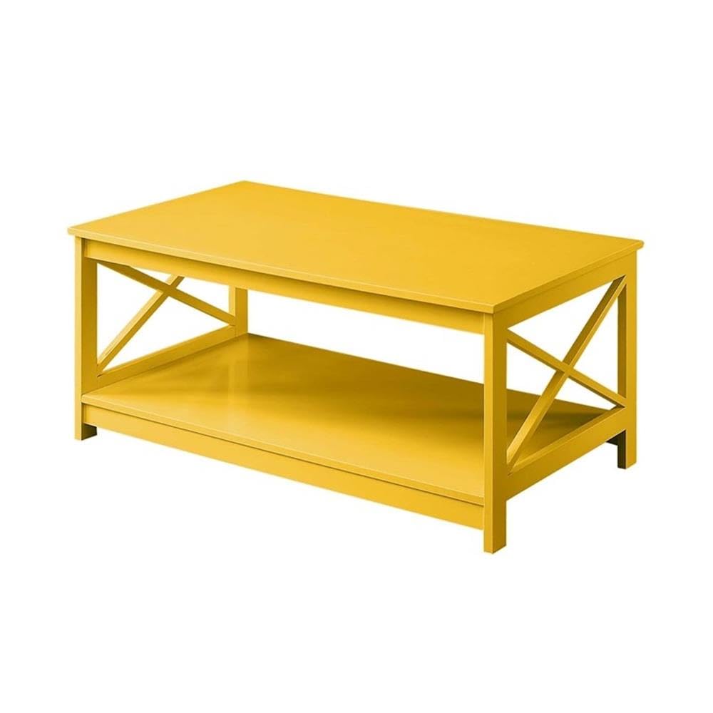 Pemberly Row Yellow Wood Coffee Table - Modern Living Room Centerpiece for Home Decor & Entertaining