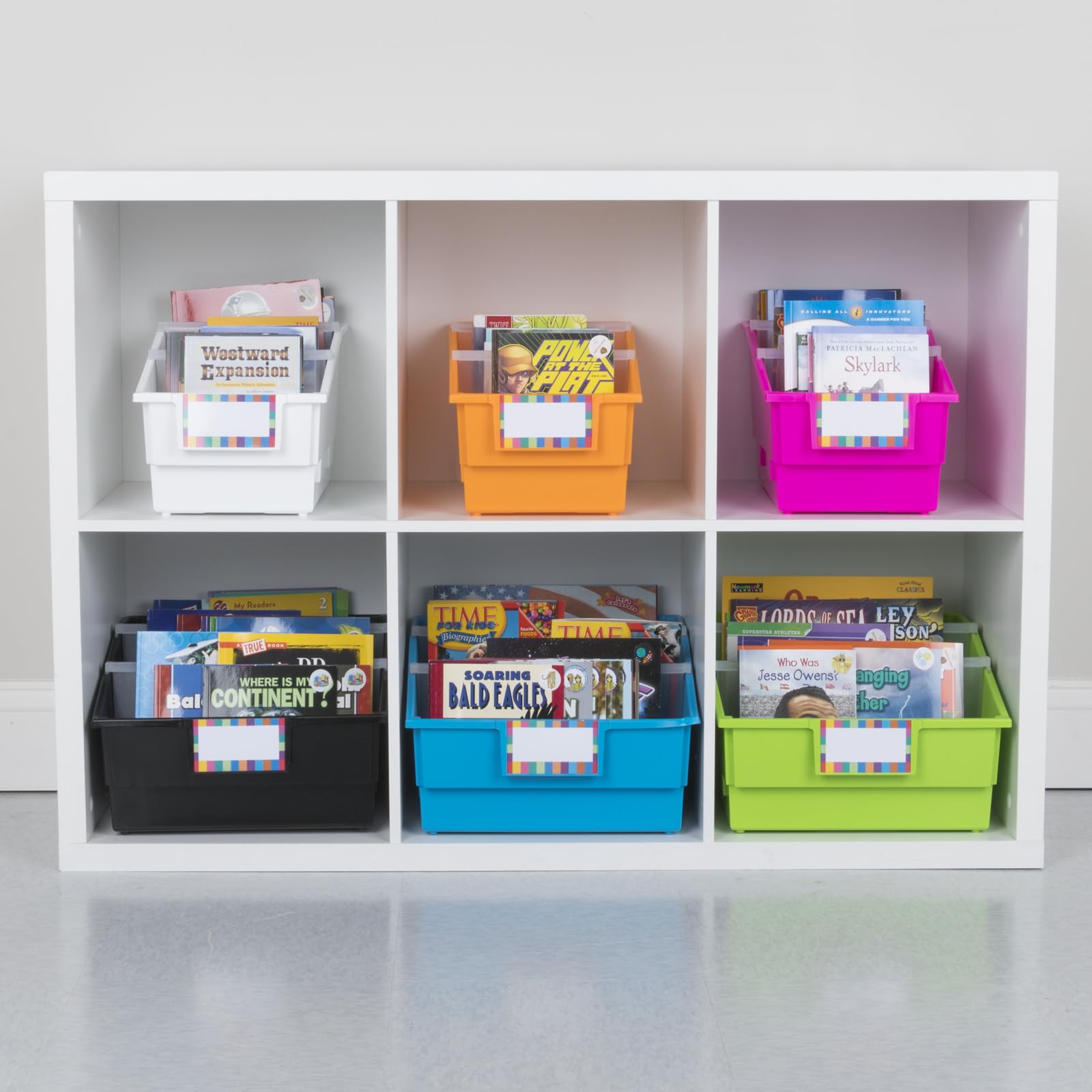 Really Good Stuff 4-Pack Single-Color Picture Book Classroom Library Bins With Dividers - Perfect for Organizing Kids' Books in Preschool, Elementary School & Home Learning Spaces