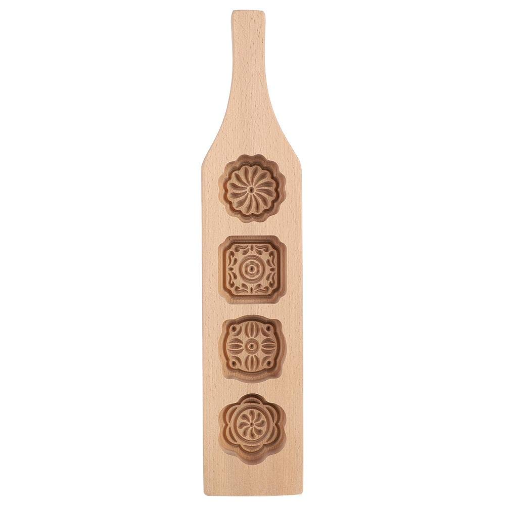 Wooden Mooncake Mold - Traditional Handmade Moon Cake Mould for Baking, Mung Bean Cake & Ice Skin Pastry (Size 1#) - Perfect for Mid-Autumn Festival, Asian Desserts & Home Baking