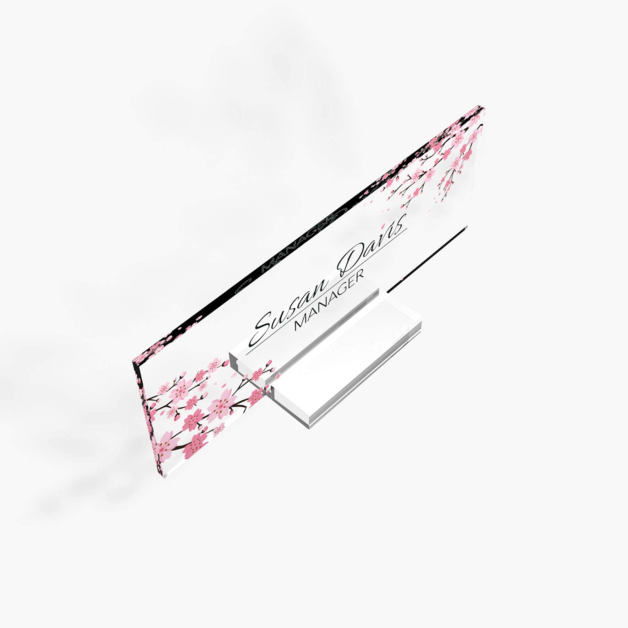 Personalized Desk Name Plate - Modern Office & Home Decor for Women, Teachers - Cherry Blossom Design (8