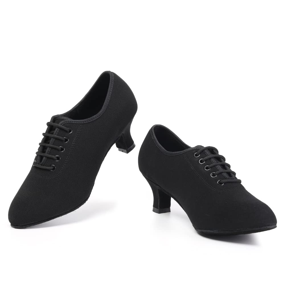 DKZSYIM Women's Lace-up Ballroom Dance Shoes - Closed Toe Latin Modern Salsa Practice & Teaching Shoes Model ZYX305 for Professional Dance Performances