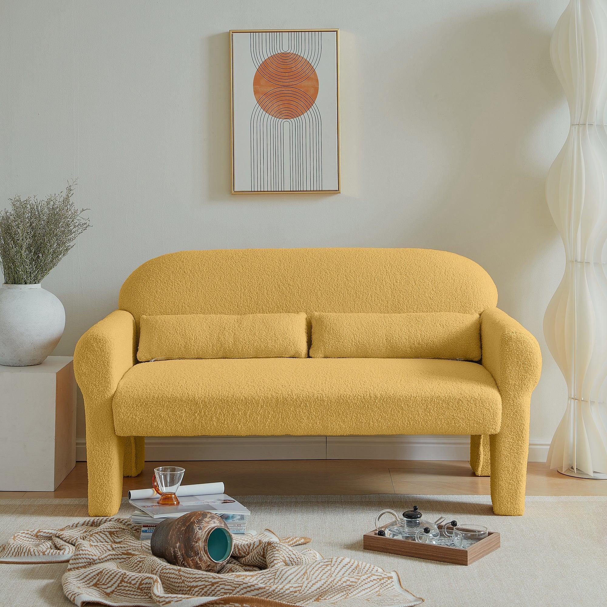Modern Lambs Wool Fabric Loveseat Sofa for Living Room - Cozy 2-Seater Couch with Soft Upholstery | Perfect for Small Spaces, Apartments & Cozy Home Decor