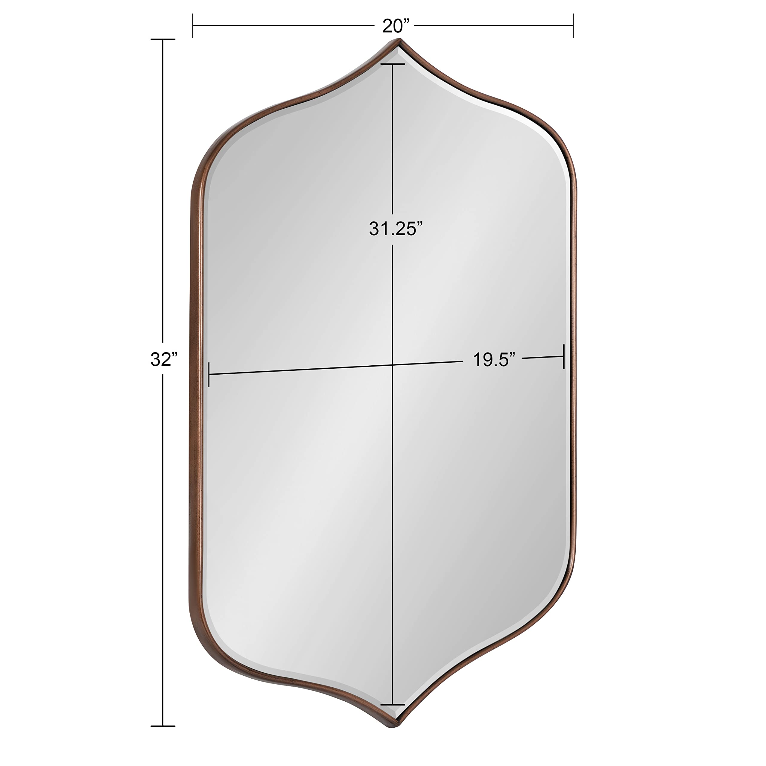 Kate & Laurel Tyla Modern Wall Mirror - 20x32 Inches Bronze Mid-Century Peaked Mirror for Living Room, Bedroom & Entryway Decor