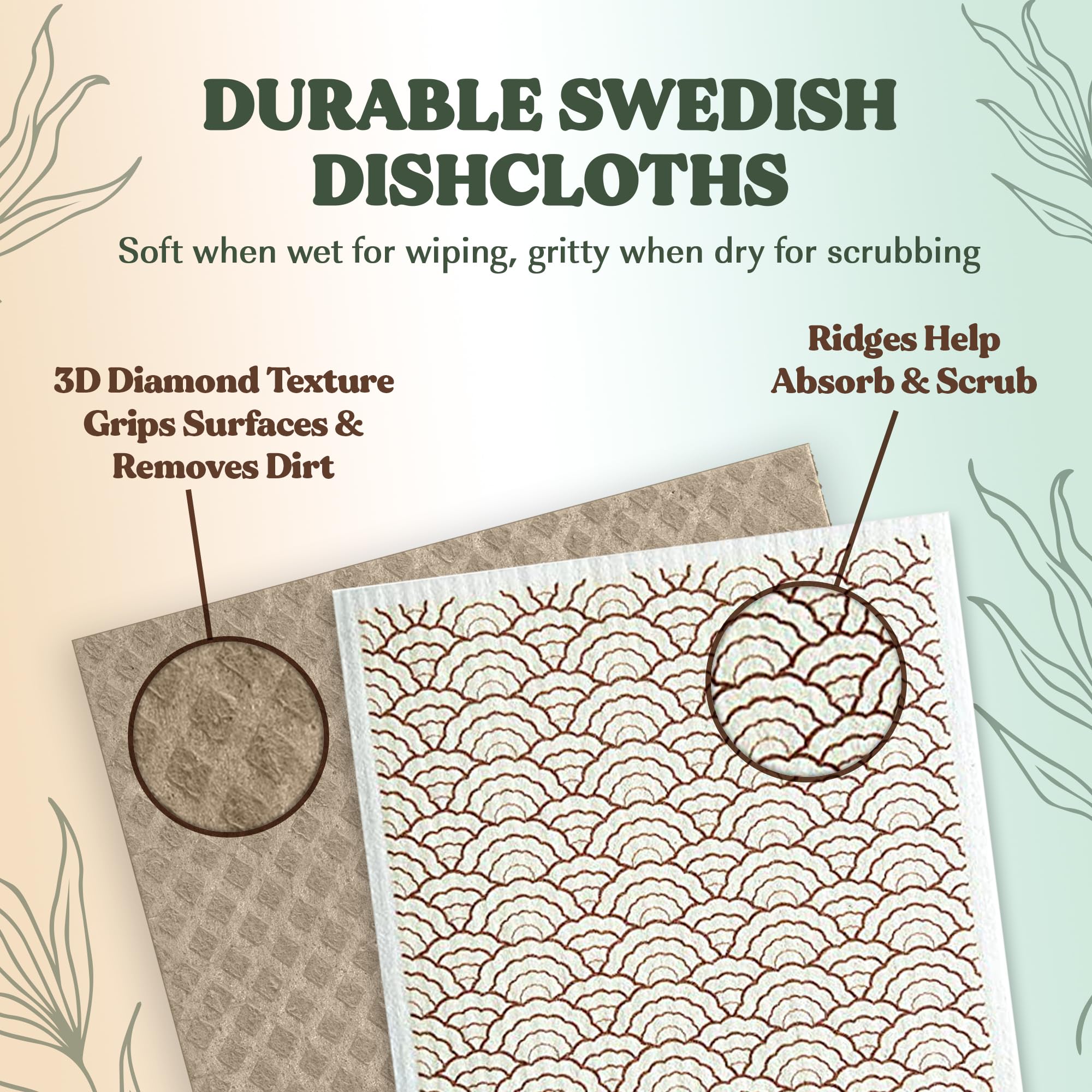 FEBU Swedish Dishcloths - 5 Pack Black Reusable Kitchen Towels | Eco-Friendly Washable Paper Towels | Non-Scratch Cellulose Sponge Cloths for Dishes & Countertops | Odor-Free, Biodegradable Cleaning Cloths | Perfect for Daily Kitchen Cleaning, Dish Drying & Surface Wiping