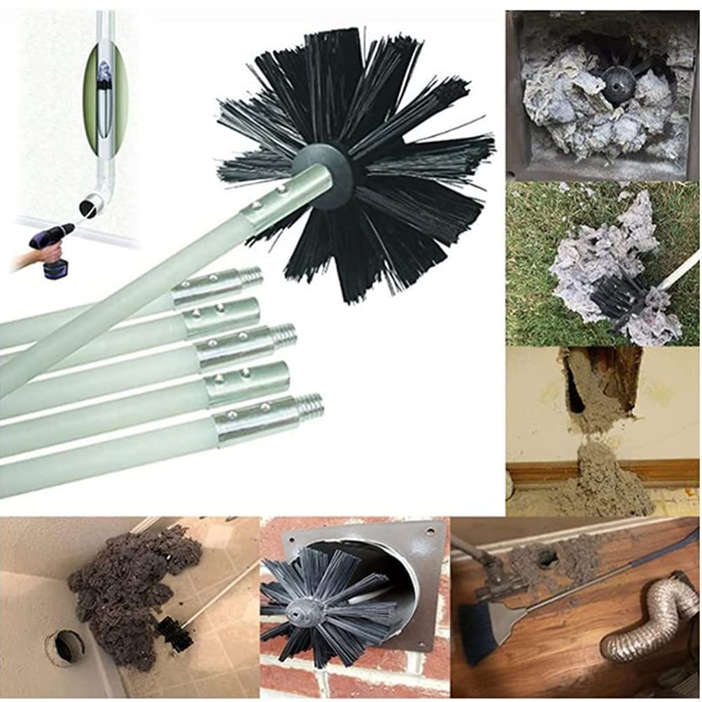1 Set Chimney & Dryer Vent Cleaning Kit - Heavy Duty Duct Brush, Lint Remover & Sweeping Tools for Efficient Home Maintenance | Perfect for Fireplace, HVAC & Laundry Room Use