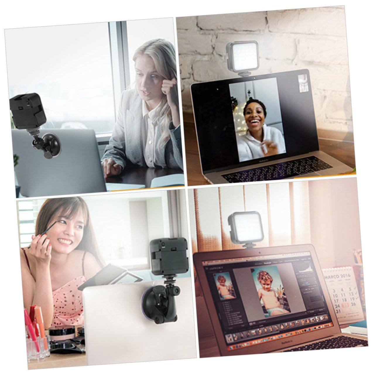 MIKIKIT 3-Pack LED Fill Light Panel for Video Conferencing, Photography & Zoom Meetings - Portable Desktop Lighting for Laptop, Camera, Webcam - Perfect for Home Office, Streaming & Content Creation