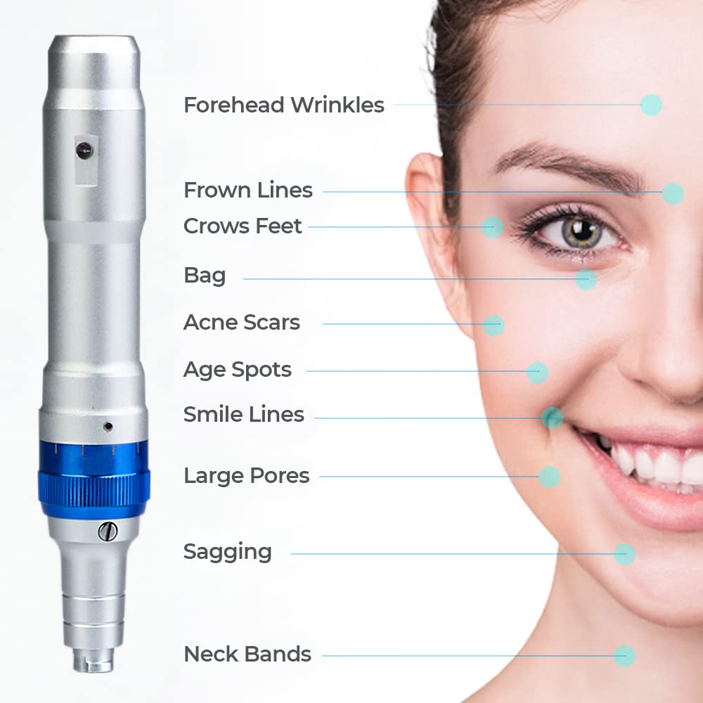 Dr. Pen Ultima A6 Professional Wireless Electric Microneedling Pen Kit - 12pins x2 + 36pins x3 Cartridges for Face & Body Skin Rejuvenation - At-Home Derma Roller Treatment for Acne Scars, Wrinkles & Hair Growth