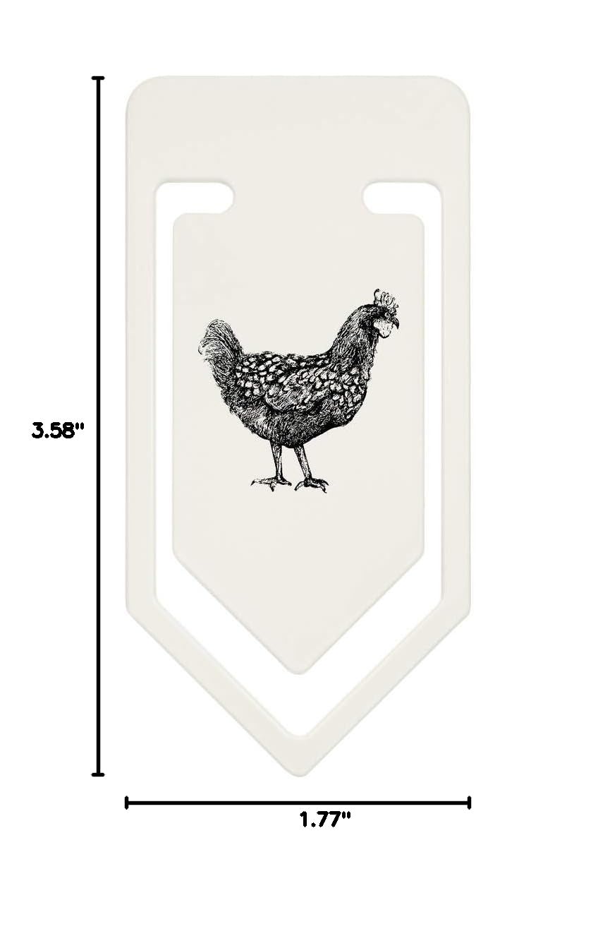 Azeeda 91mm Large Plastic Paper Clip - Standing Chicken Design (CC00024619) | Perfect for Office Organization, School Supplies & Document Clamping