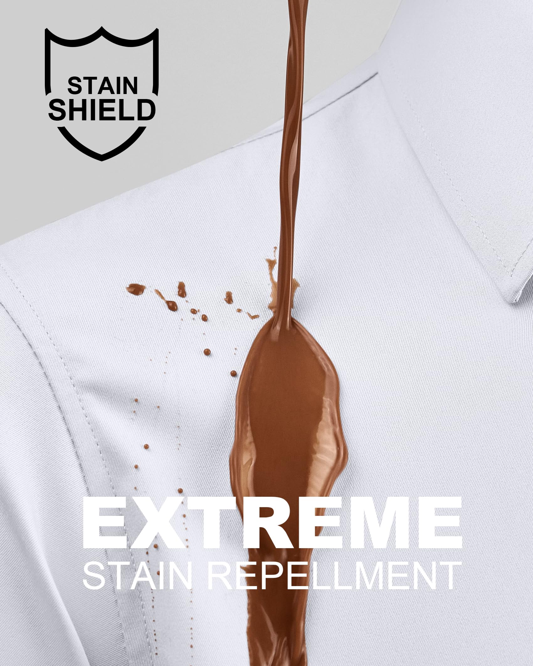 Stain Shield Men's Long Sleeve Dress Shirts - Slim Fit Casual Button Down Shirts for Big & Tall - Perfect for Office, Business Meetings & Formal Events