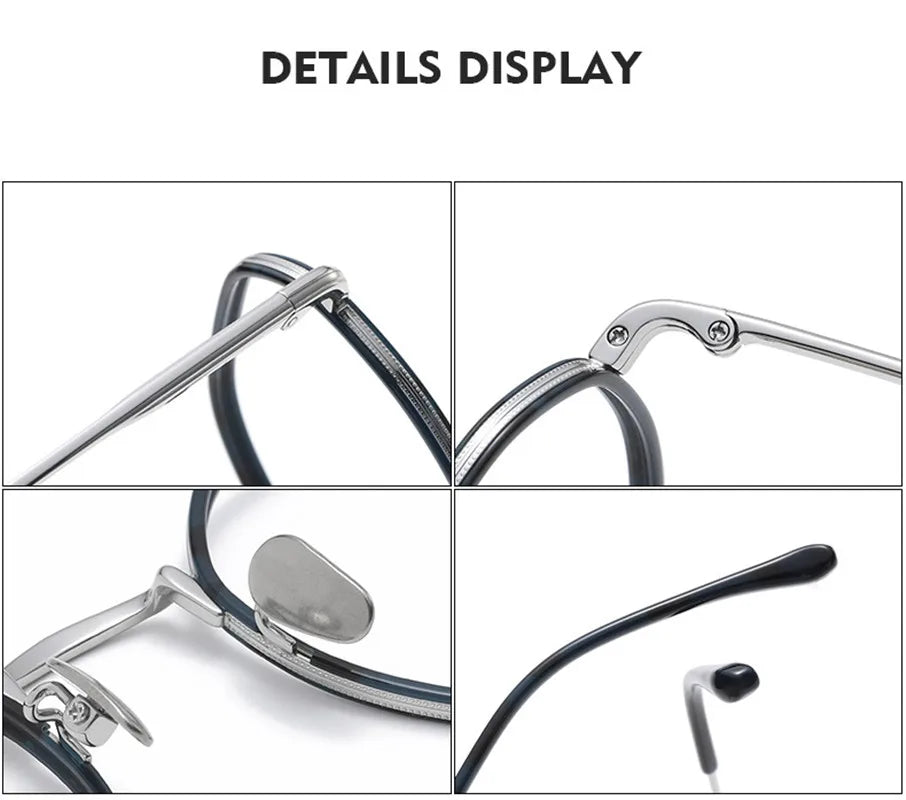 Aimee Men's Full Rim Polygon Round Titanium Acetate Eyeglasses 8502 - Lightweight & Durable Frame for Work, Reading & Everyday Use