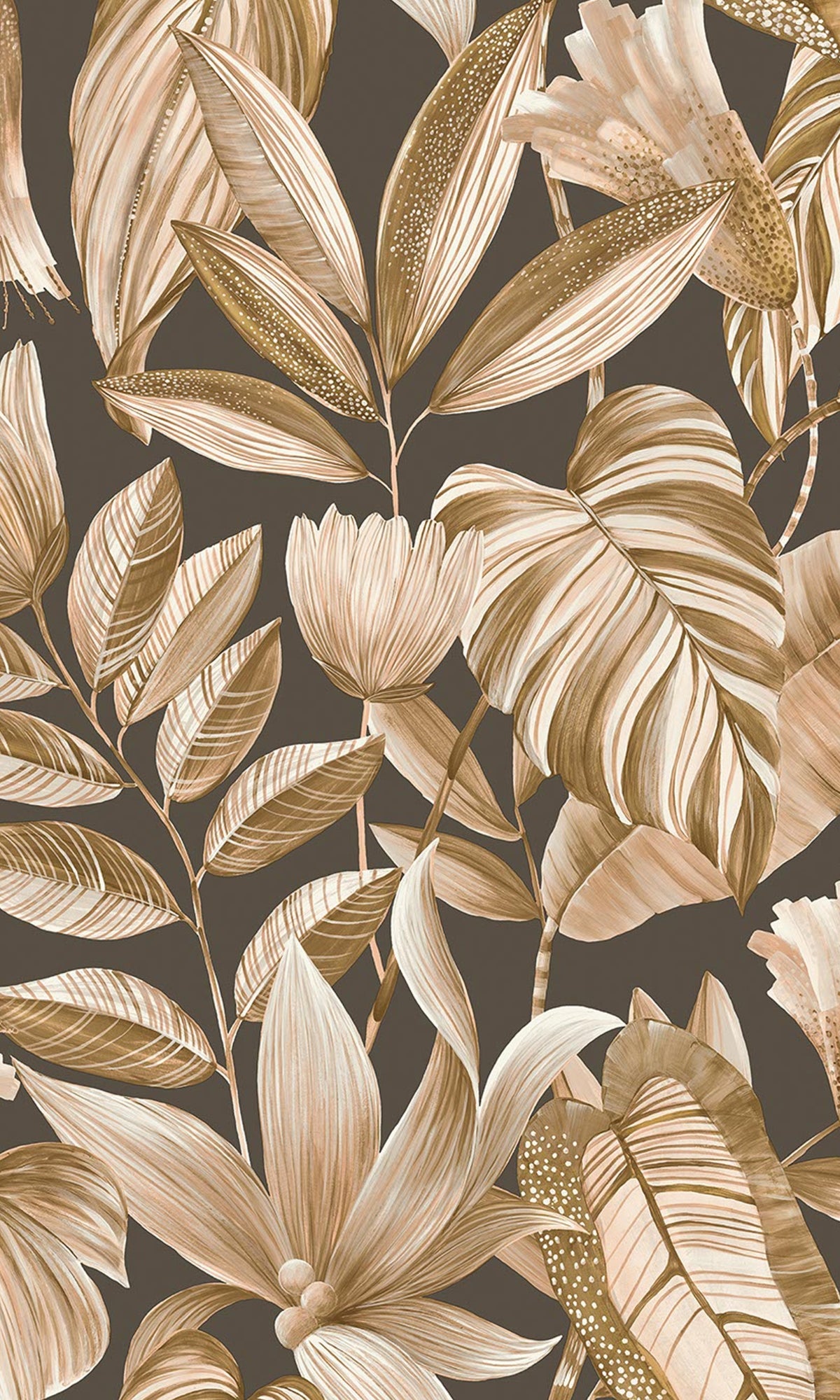 Brown Tropical Jungle Leaves Wallpaper R9261 - Nature-Inspired Peel & Stick Wall Mural for Living Room, Bedroom, or Nursery Decor