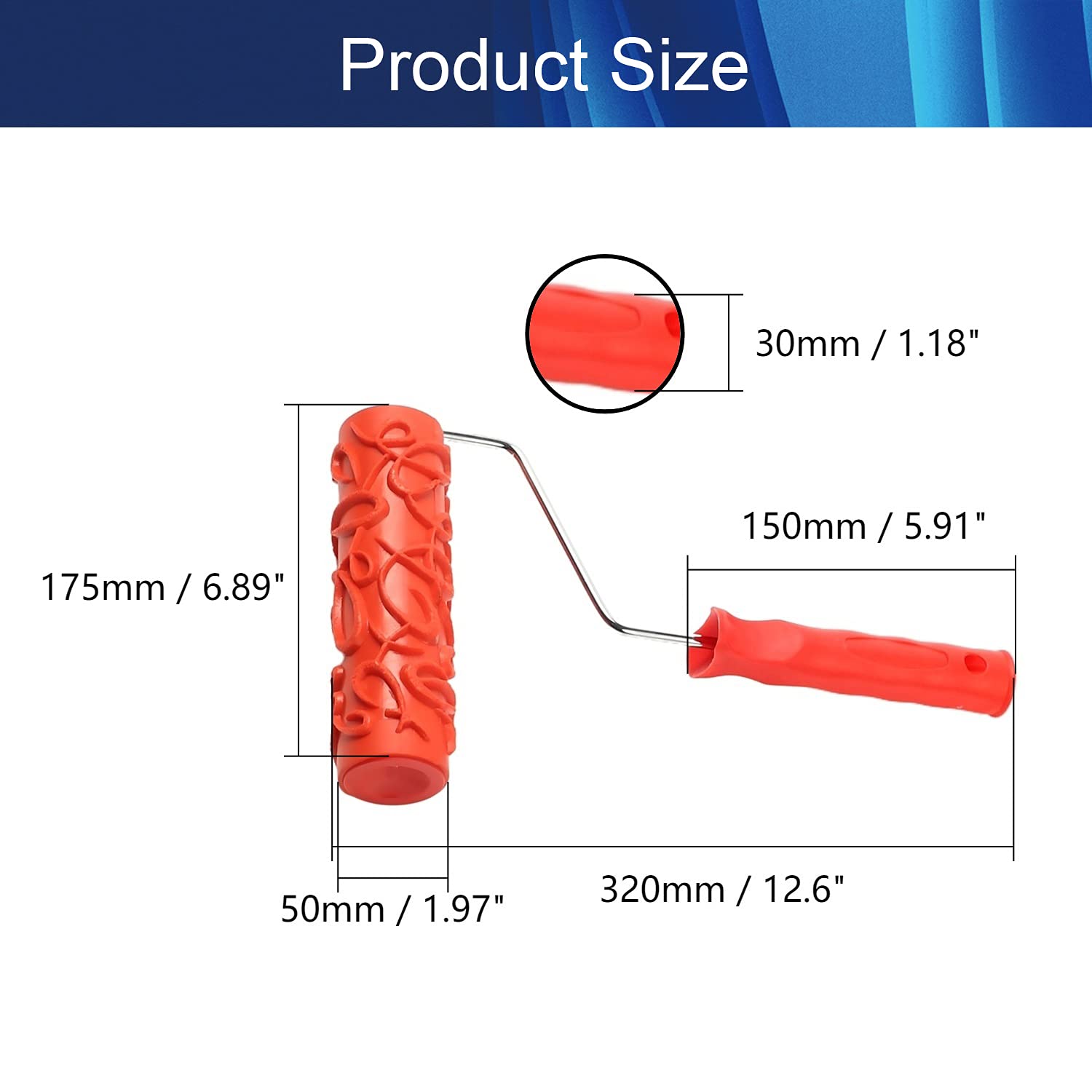 Premium Aicosineg Paint Roller Set - Wall Paint Brush Roller with Rubber Handle for Smooth Painting, Includes Portable Paint Roller Frame & Decorative Roller - Perfect for Home Wall Painting, DIY Projects & Professional Use