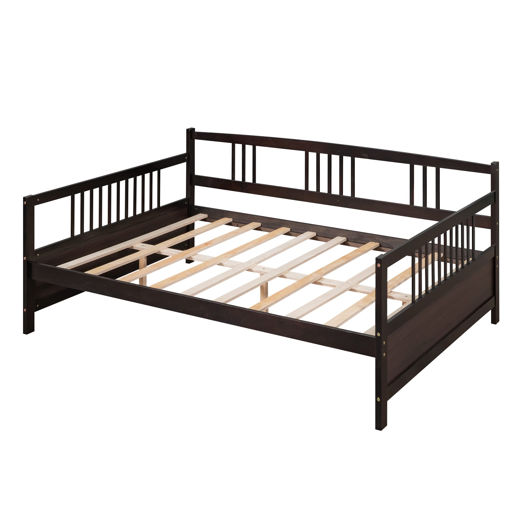 Merax Full Size Daybed Frame - Solid Wood Daybed for Kids & Teens, No Box Spring Needed, Espresso Finish - Perfect for Guest Rooms, Dorm Rooms & Small Spaces