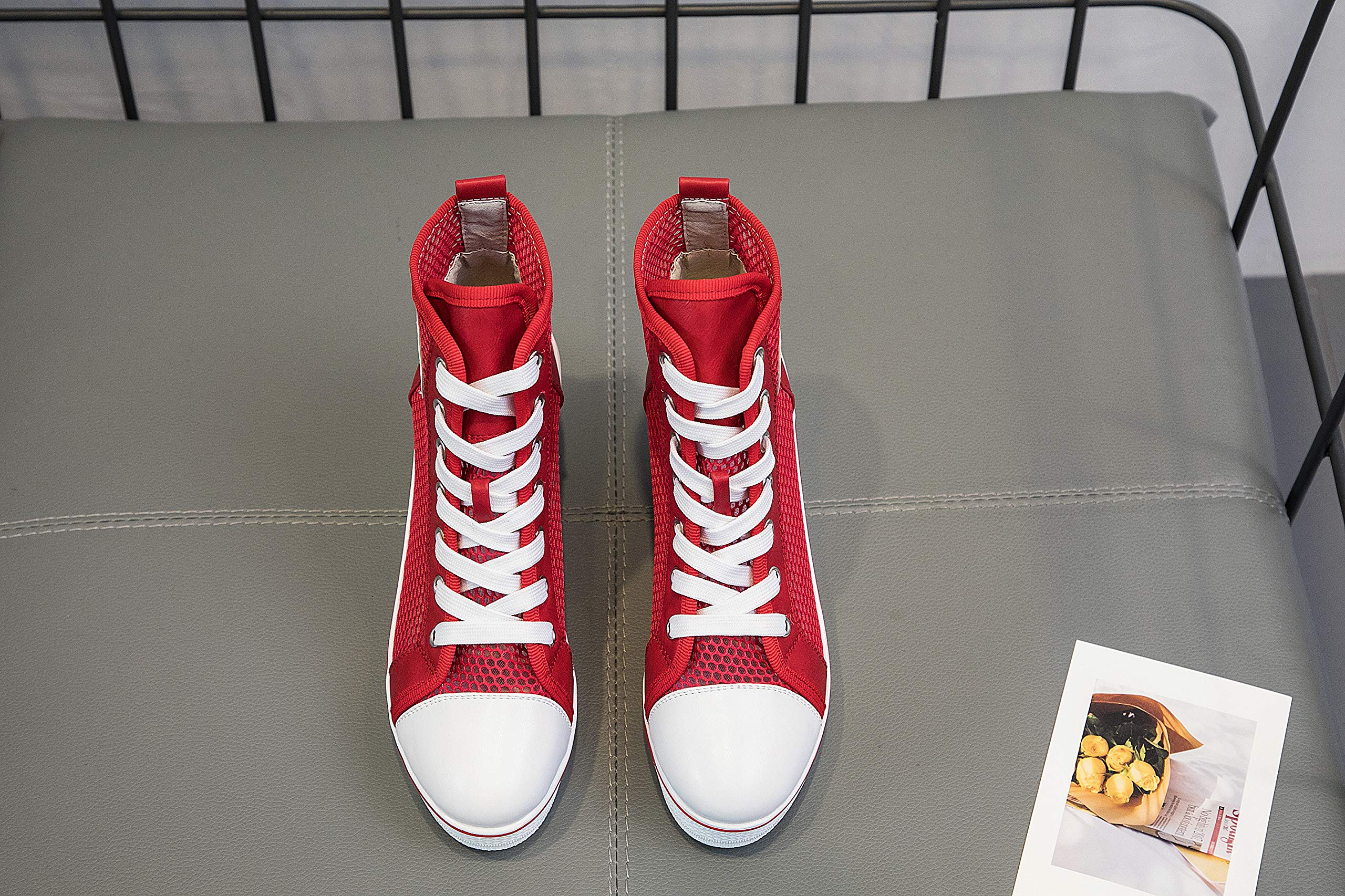 Women's Fashion High-Heeled Canvas Sneakers - Comfortable Walking Shoes with Platform Wedge Heel | Perfect for Casual Outings, Office Wear & Date Nights