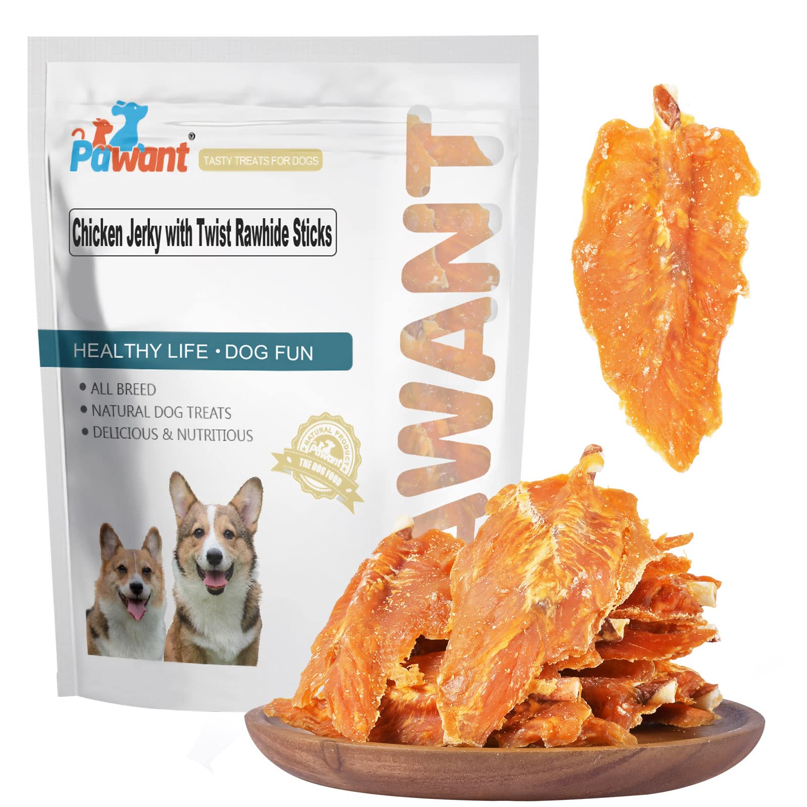 Premium Chicken Jerky & Rawhide Sticks for Puppy Training - Natural Dog Chews & Treats, 0.5lb/227g - Perfect for Obedience Training & Teething Relief