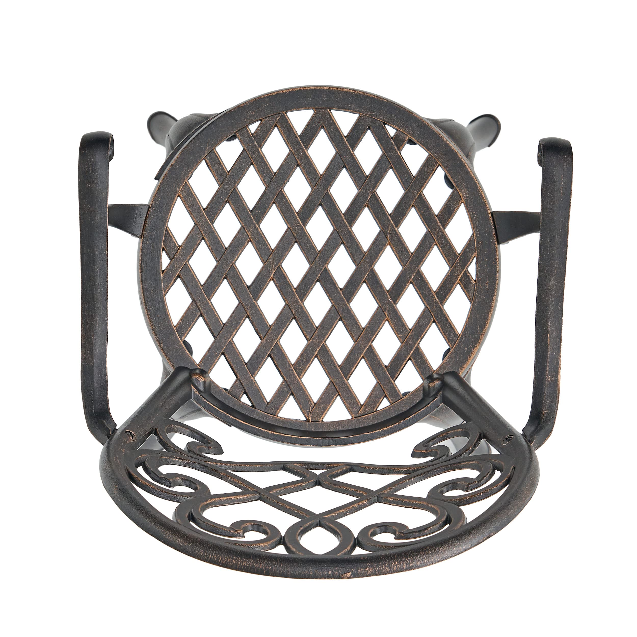 Christopher Knight Home Angeles 3-Piece Outdoor Bistro Set - Cast Aluminum Patio Furniture with Ice Bucket in Copper Finish | Perfect for Garden, Balcony & Poolside Dining