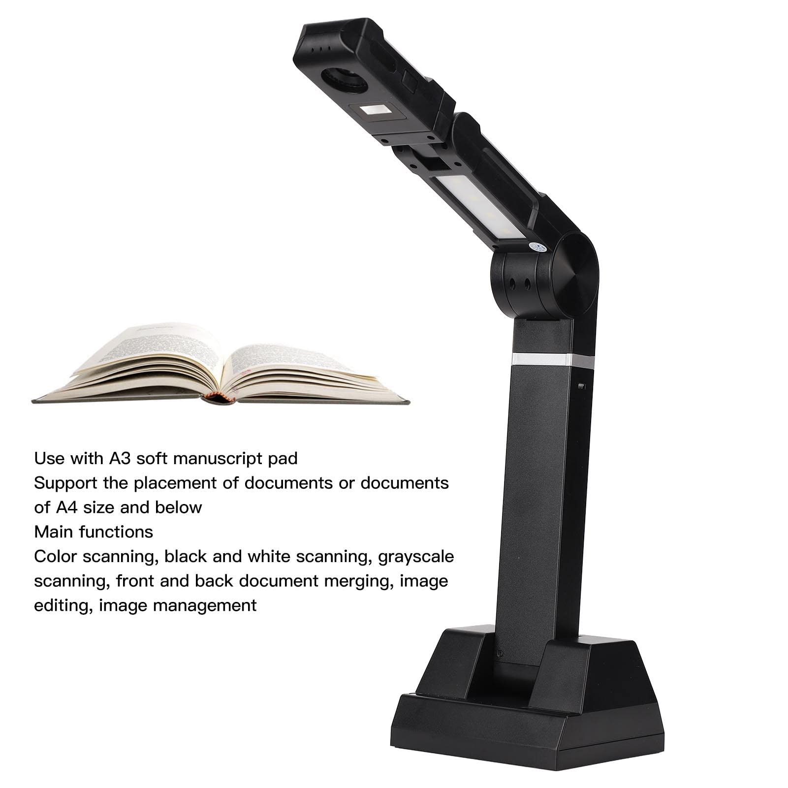 8MP USB Document Scanner Camera - Portable Professional HD Document Camera for Office, ID Cards, Notes, Pictures & Magazines | Perfect for Online Teaching, Remote Work & Digitizing Documents