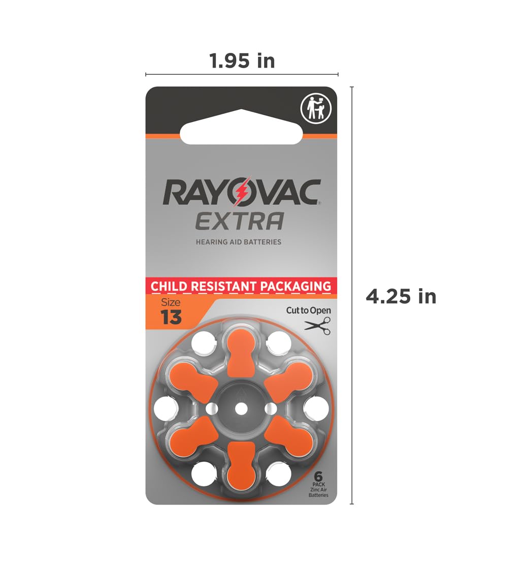 Rayovac Extra Hearing Aid Batteries Size 13 - 60 Pack | Long-Lasting 1.45V Mercury-Free Zinc-Air Batteries for Hearing Aids | Perfect for Daily Use, Travel & Emergency Backup