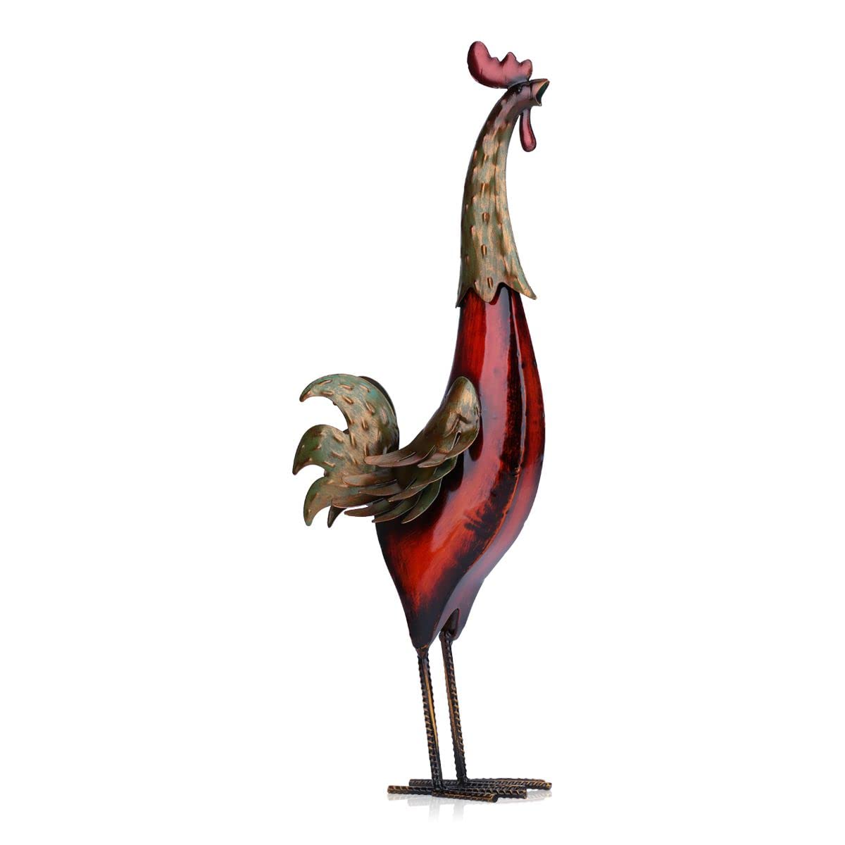 Vibrant Multicolor Iron Rooster Metal Sculpture - Handcrafted Home Decor & Unique Wall Art for Farmhouse, Rustic, or Boho Style Living Room, Kitchen, or Garden