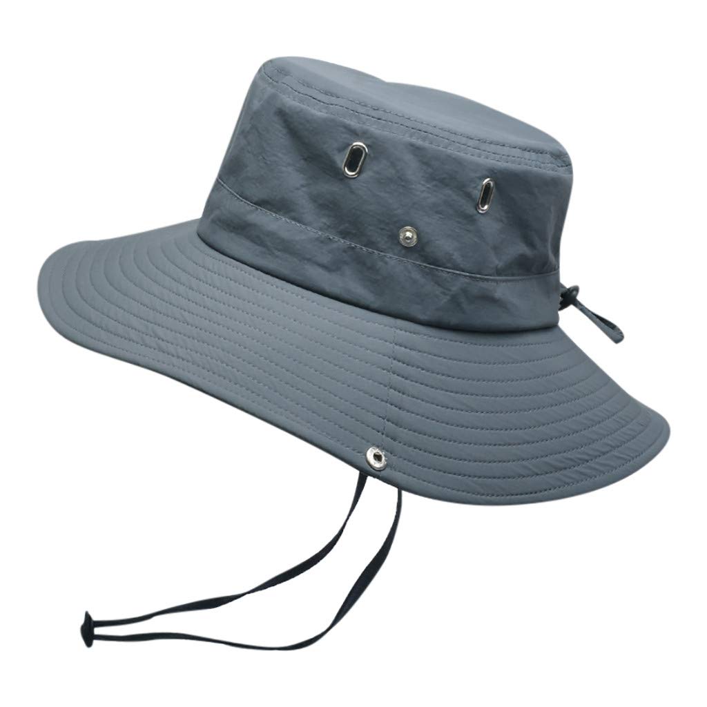 Men's Solid Color Foldable Sun Hat - Wide Brim Adjustable Fisherman Cap for Summer Sun Protection & Outdoor Activities | Breathable Boonie Hat for Hiking, Fishing, Beach & Travel