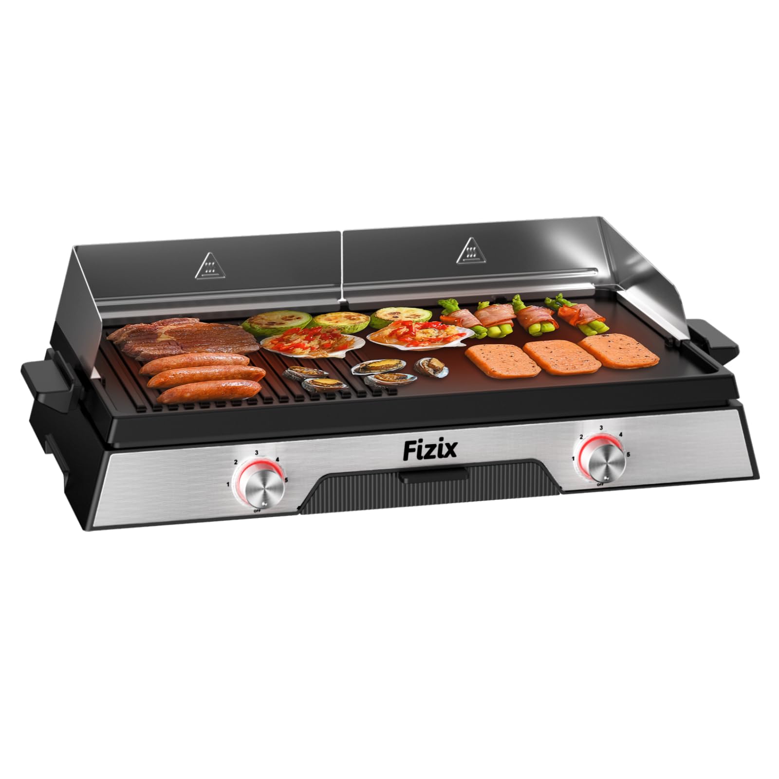 Fizix 1600W Electric Griddle Nonstick - Adjustable Temperature Control for Pancakes, Skillets & More - Indoor & Outdoor Use - Large 110V Black Griddle Pan - Perfect for Camping, BBQs & Family Breakfasts