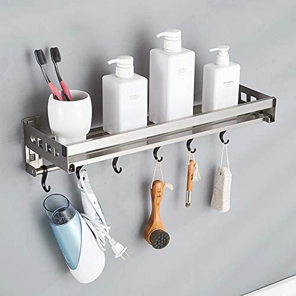 Stainless Steel Wall Mounted Pot Pan Rack - 60CM Multifunctional Kitchen Organizer with Hooks for Cookware Storage | Perfect for Small Kitchens & Space Saving Solutions