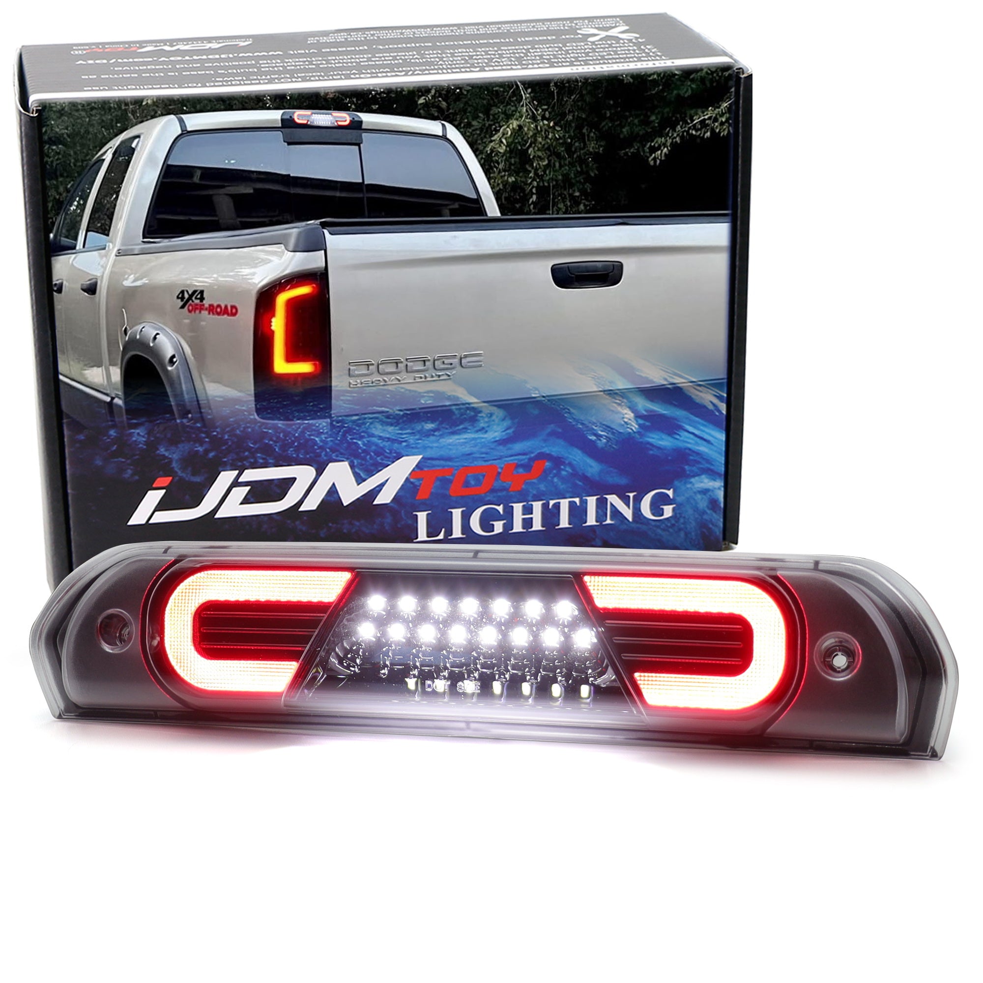 Clear Lens C Ring Full LED High Mount 3rd Brake Light for 2002-2009 RAM 1500/2500 HD Trucks - Durable & Bright LED Brake Lamp for Enhanced Safety & Style