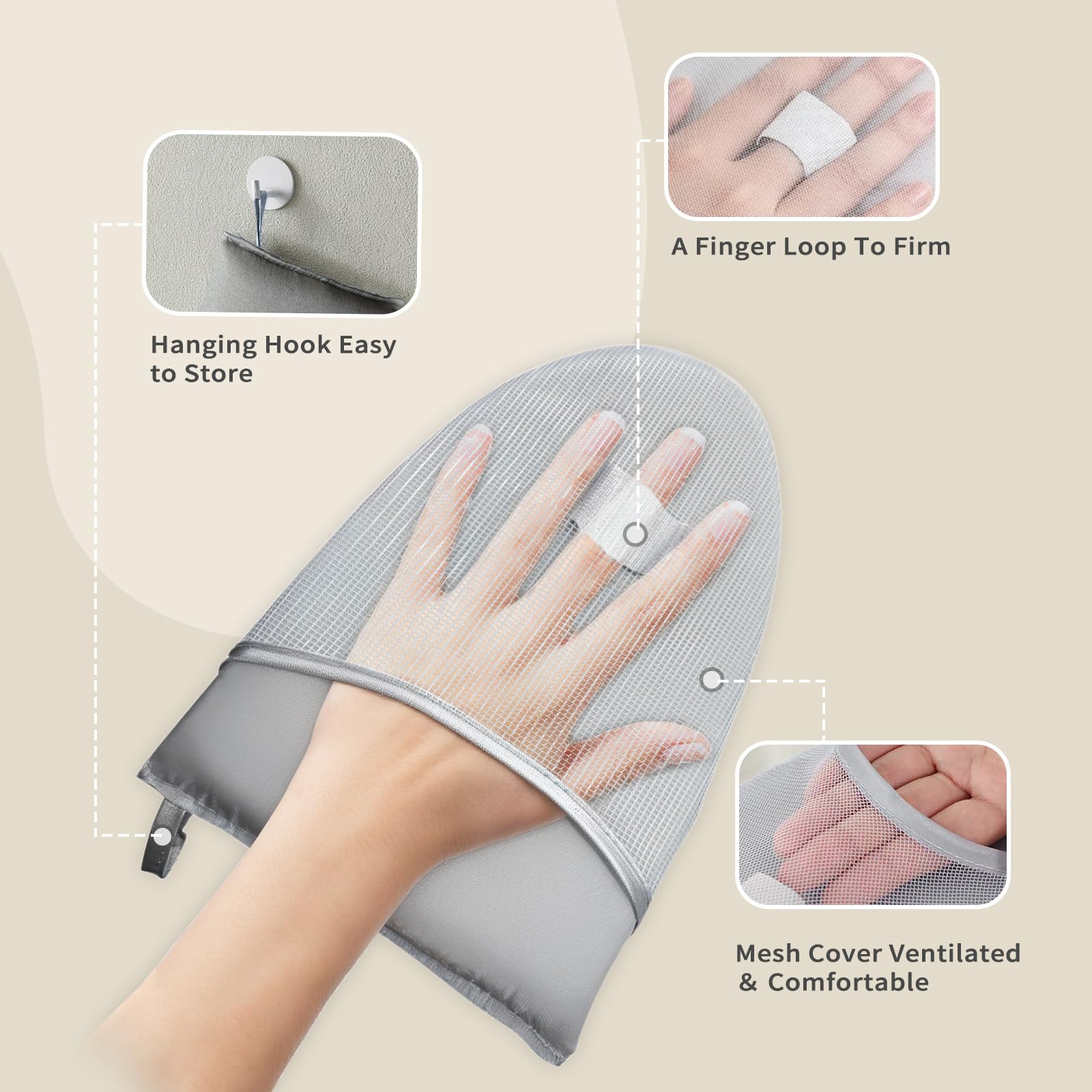 Garment Steamer Ironing Gloves - Heat Resistant Anti-Steam Gloves with Finger Loops for Clothes Steaming | Perfect for Home Laundry, Travel & Professional Garment Care