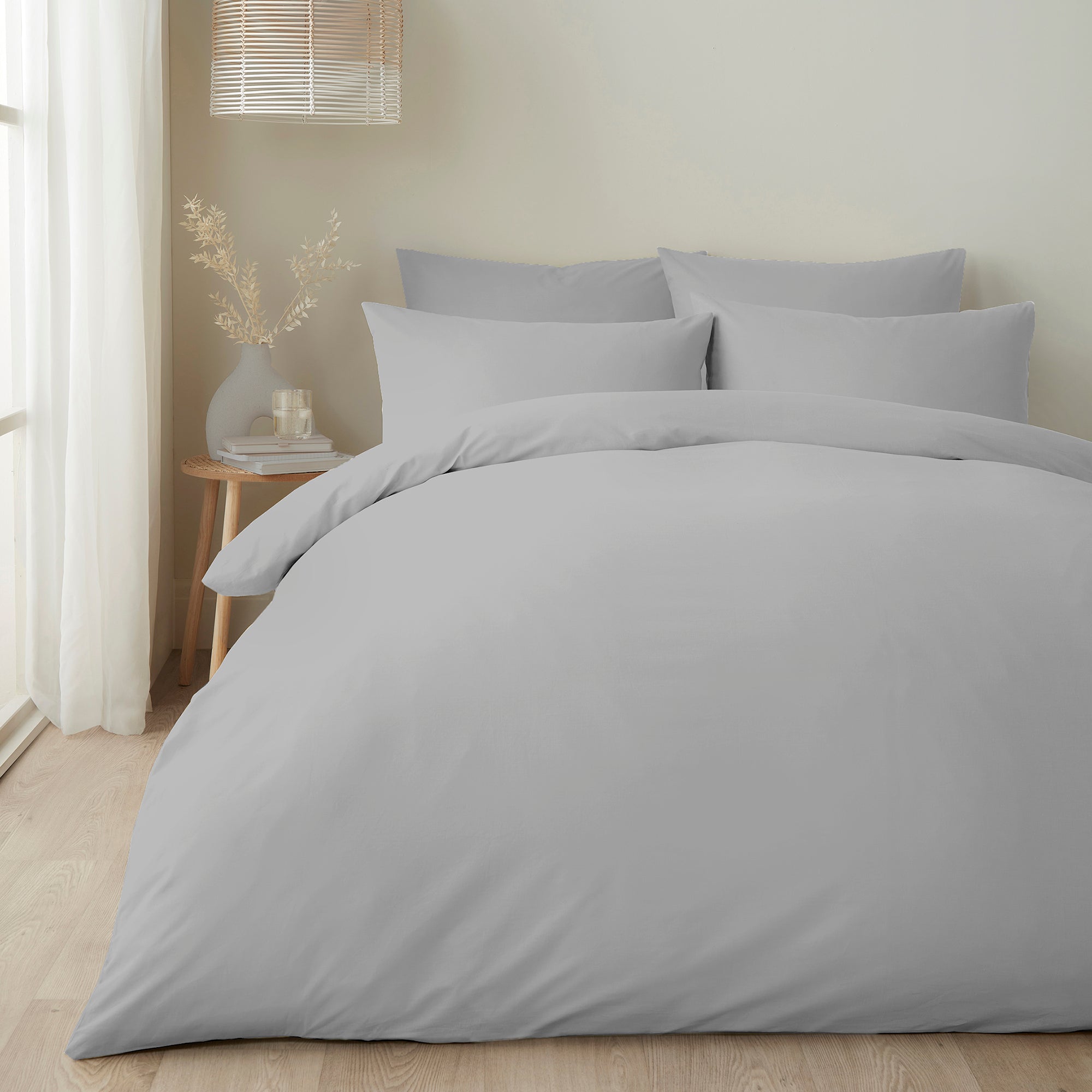 Appletree 100% Pure Cotton Duvet Cover Set - Queen Size Silver Gray Bedding - Soft Breathable Luxury Bed Sheet Set for Master Bedroom & Guest Room