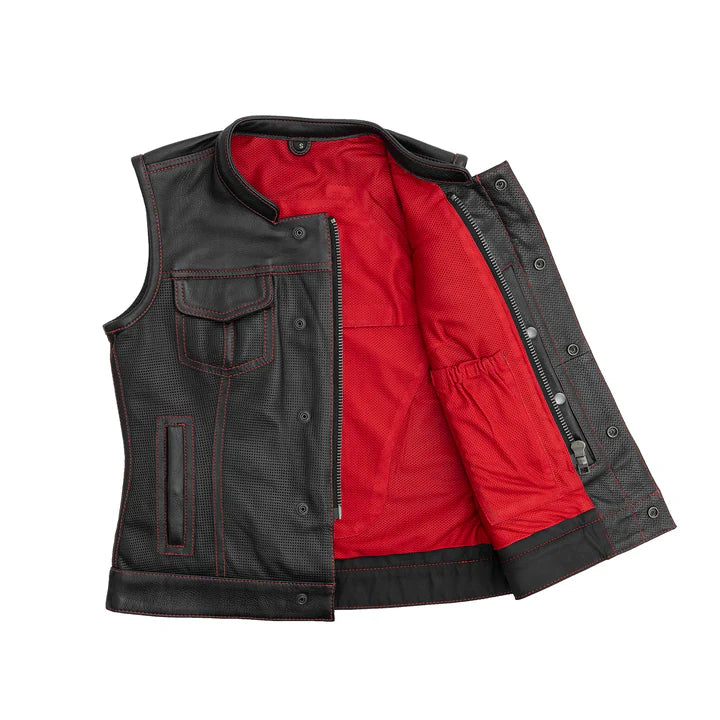 Stylish Perforated Jessica Cowhide Club Vest for Women - Trendy Biker Jacket for Nightlife, Parties & Fashion Outfits