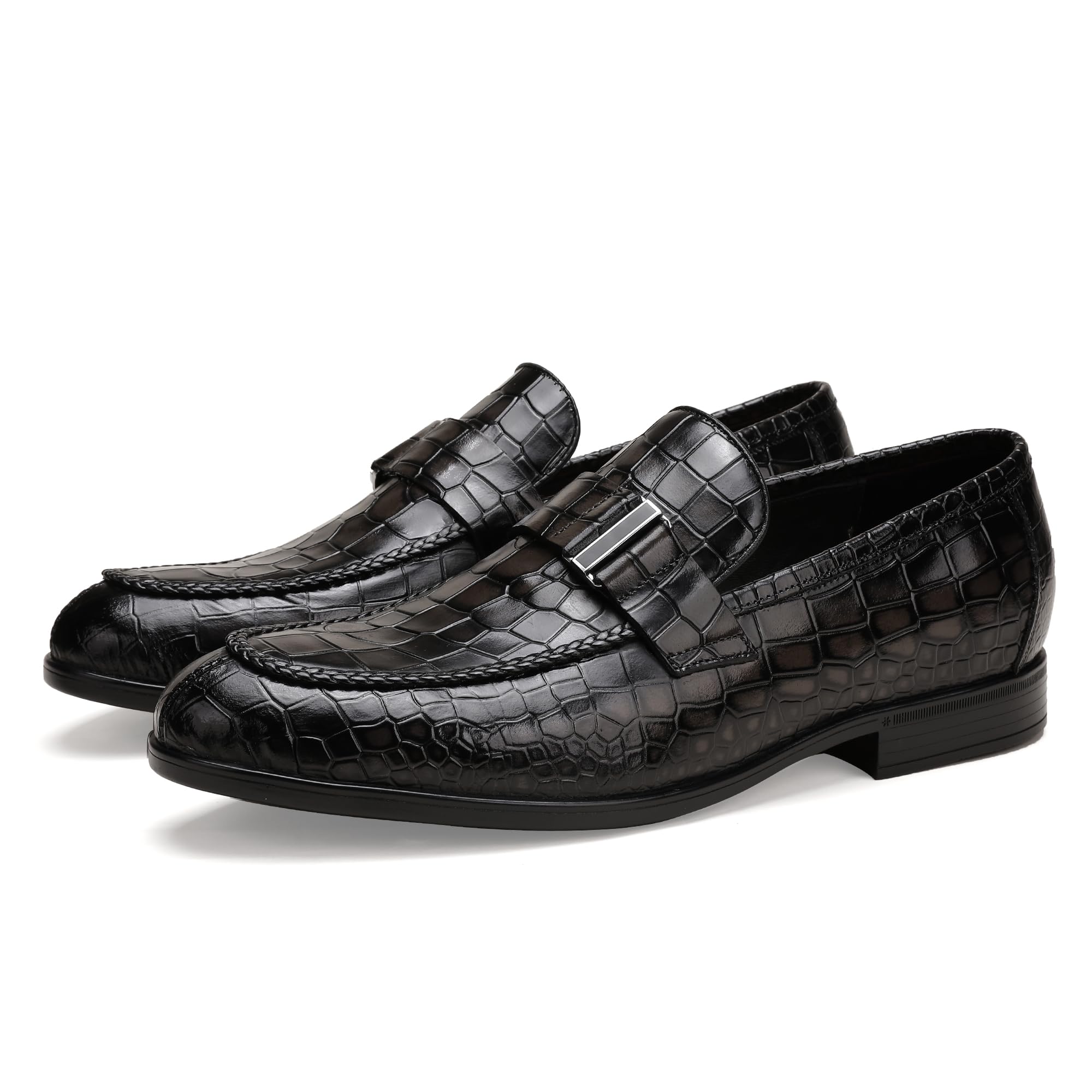 Men's Classic Leather Penny Loafers - Fashion Crocodile Print Business Dress Slip-On Shoes | Comfortable & Stylish for Office, Casual Wear & Formal Occasions