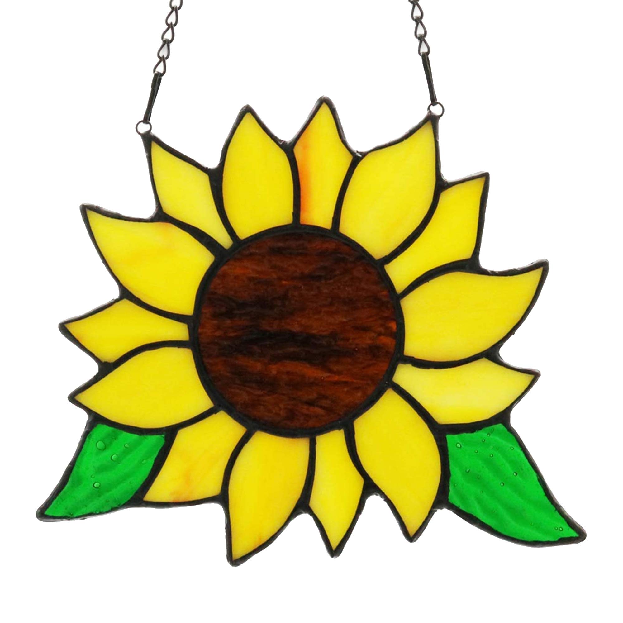 Handmade Sunflower Stained Glass Window Hanging - 5×6 Inch Kitchen Decor Suncatcher | Unique Birthday Gifts for Women, Mom & Grandma | Perfect for Home, Office & Garden Decor