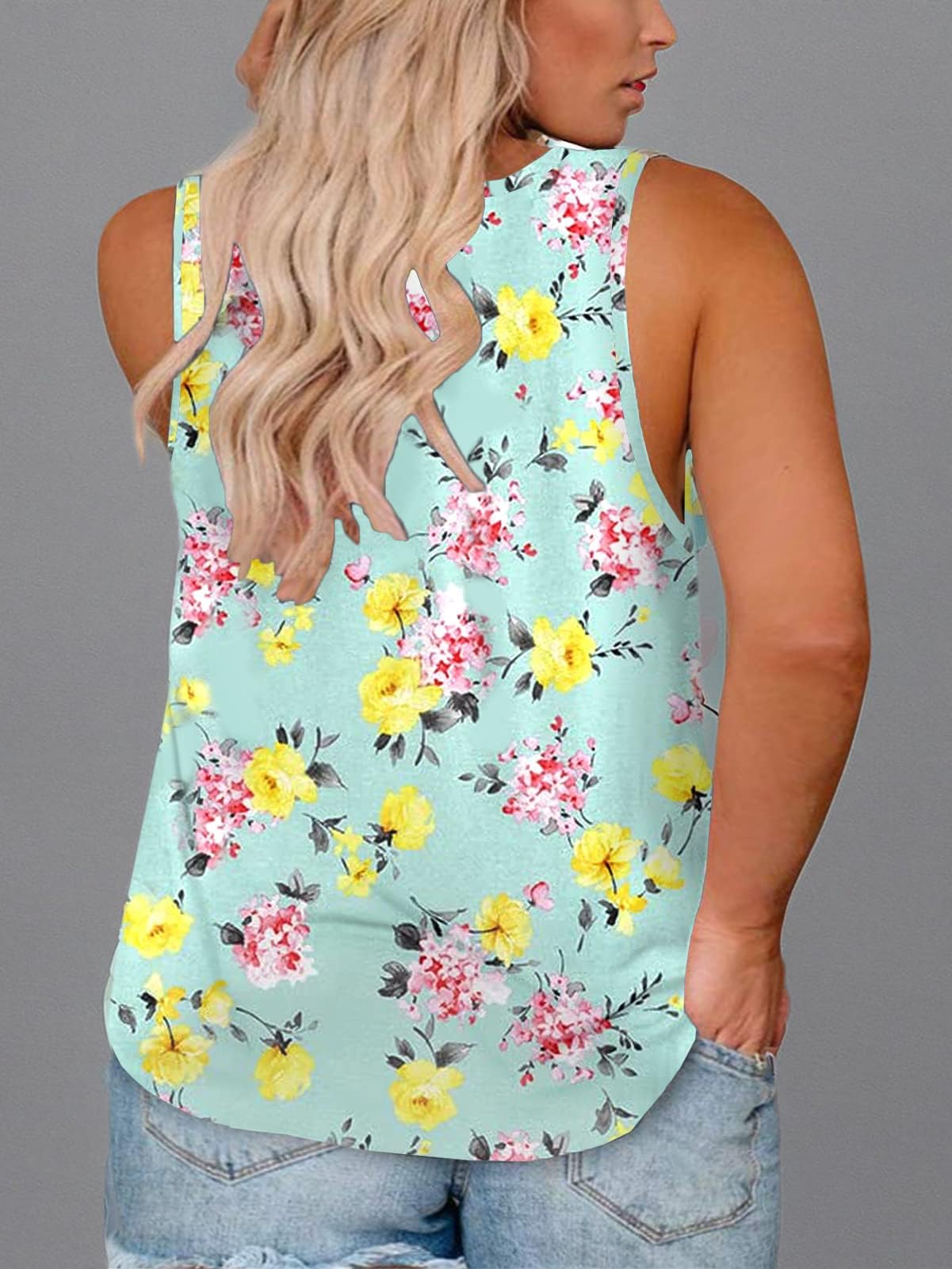 ROSRISS Women's Plus Size V Neck Sleeveless Tank Tops - Summer Casual Tunic Tee Shirts for Workout, Beach & Everyday Wear