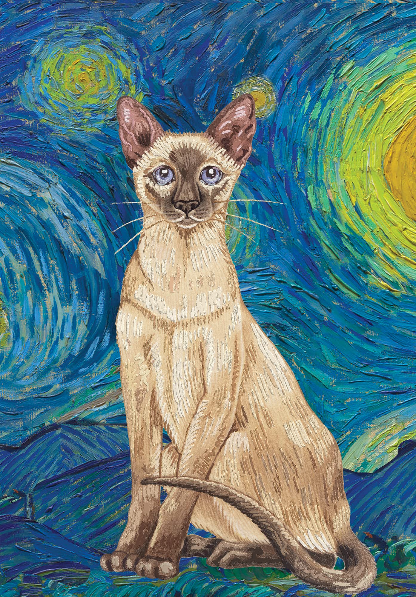 Siamese Cat House Flag - Best of Breed Van Gogh Inspired Pet Lover Outdoor Decor for Garden, Yard, and Porch