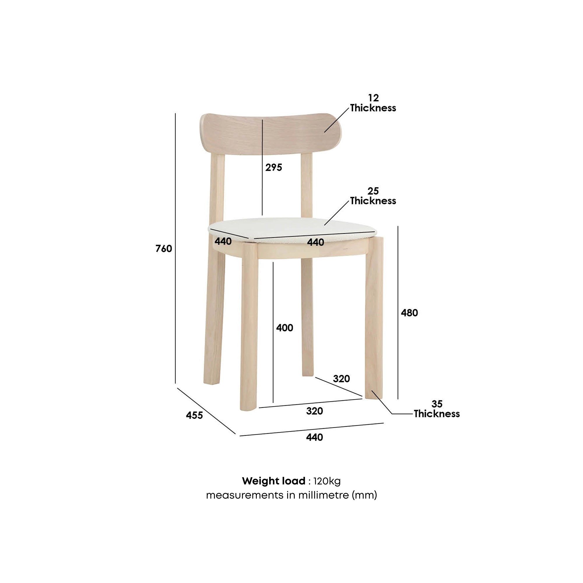 Luna Modern Dining Chair - Mid Century Wooden Dining Room Chair with Upholstered Seat - Perfect for Kitchen, Dining Room, and Home Office